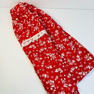 Charming Vintage Handmade Red Christmas Themed Apron